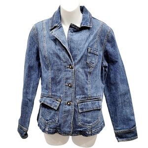 2/$20 Style & Co Blue Buttons Down Blue Denim Jacket Size: Small